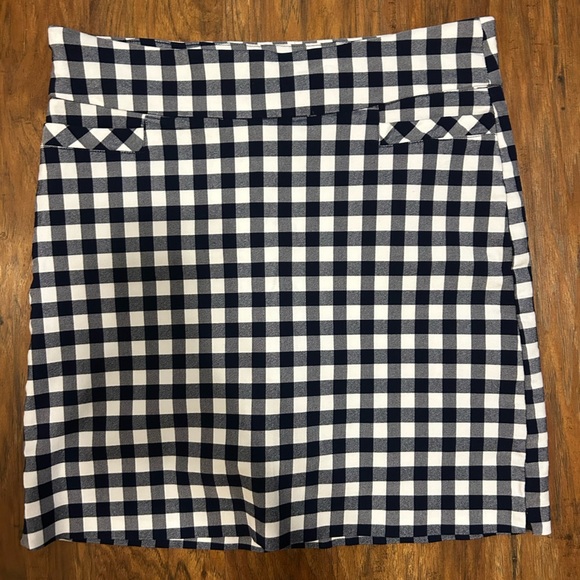 Checkered Navy Blue and White Women's Skirt With Shorts - Picture 1 of 9